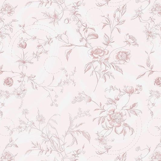Ismoon Floral Wallpaper Peel and Stick Pink Stick on Wall Paper Vintage French Contact Paper for Cabinet Textured Removable Self Adhesive Wallpaper Vinyl Roll Shelf Deco, 17.3x393in