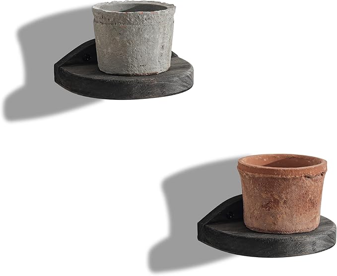 Freezing point Small Floating Shelves for Wall Set of 2 Semicircle Wood 4Inch Mini Wall Shelf Decor Plant Display Collectibles Mounted Kitchen Bathroom Bedroom Corner Decorative Storage Tiny Stand