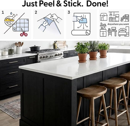 Matte Black Wood Grain Contact Paper 17.3" x 118" Thick Vinyl Removable Peel and Stick Self Adhesive Wallpaper for Kitchen Countertops Cabinets Furniture