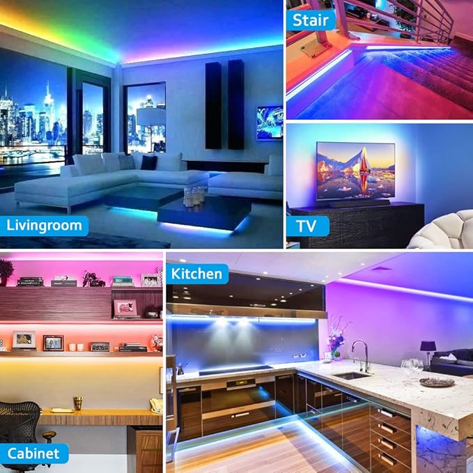 6 PCS RGB Under Cabinet Lighting Kit, App and Remote Control Led Strip Lights, Music Sync Color Changing Led Lights with ETL Listed Power Adapter, for Cabinet, Counter, Shelf, Bookcase, 9.8ft