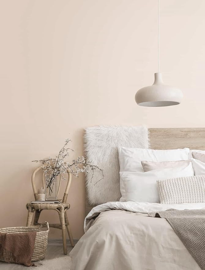 Peel and Stick Wallpaper Solid Color Nude Contact Paper Matte Wall Paper for Bedroom Bathroom Beige Wallpaper Removable Self-Adhesive Kitchen Wall Decor Vinyl Roll 17.3