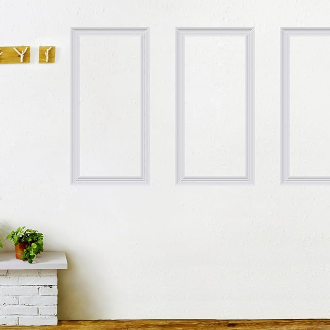 3 PCS Premade Wainscoting Panels Accent Wall Panels For Interior Wall Decor Easy DIY Build And Batten Chair Rail & Picture Frame Door Decor (8 x 16 in)
