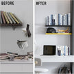 VONDERSO Metal Bookends Black, 2 Pairs Decorative Metal Book End Supports for Shelves Gauge Book Divider Stopper Holders with Non-Slip Anti-Scratch Rubber Pads