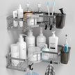 Corner Shower Caddy Bathroom Organizer: AKTECKE 2 Pack Adhesive Shelf Decor- No Drilling Stainless Steel Storage Rack with Hooks and Toothpaste Holder - Accessories Stuff