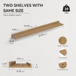 47.2 Inches Long Floating Shelves Wall Mounted, 2 Set Rustic Wall Shelf for Bedroom, Nursery Book Shelf with Lip, Picture Ledge Shelf for Wall Decor Living Room Bathroom Kitchen - Oak