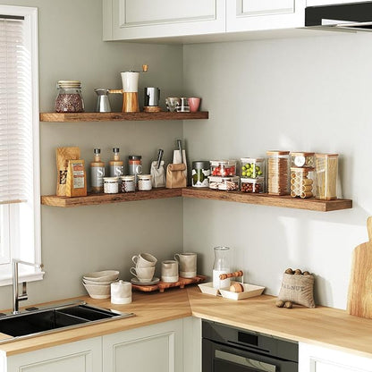 Floating Shelves for Wall, 1.5" Thick Wall Shelf Set of 3 with Invisible Brackets, L31.5 x W7.9 Hanging Shelves Farmhouse Home Decor for Bathroom, Living Room, Bedroom, Rustic Brown 8301BJP3BF