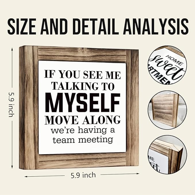 Rustic Office Meeting Sign - Wooden Desk Decor, 5.9 * 5.9 inches