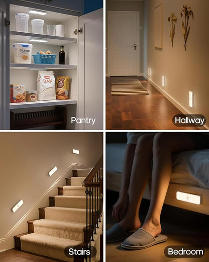 5 Pack Under Cabinet Lighting Wireless, Small 6'' Led Rechargeable Motion Sensor Light Indoor, 3CCT Dimmable Closet Light, Stick on Magnetic Under Counter Light for Pantry, Bookshelf, Stairs