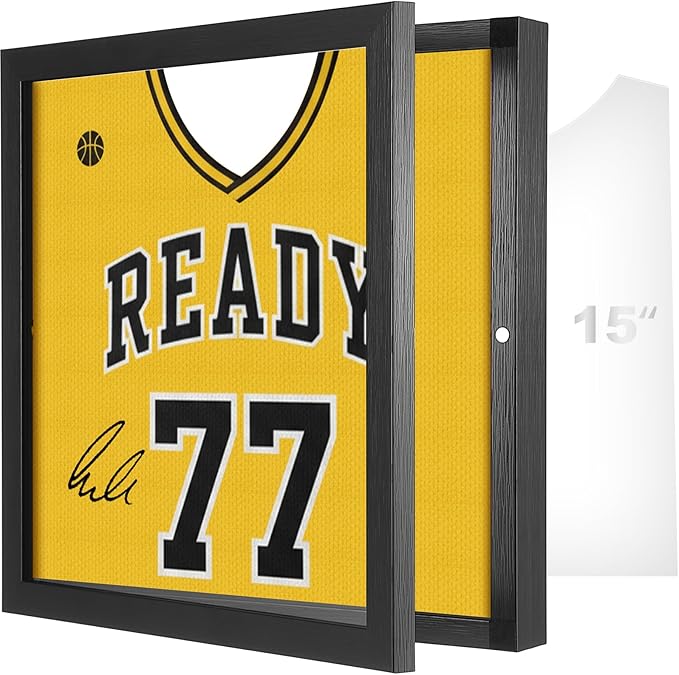 1 Pack T Shirt Display Frame, 15'' X 15'' Black Imitation Wood T Shirt Frame with 98% UV Protection Acrylic, 1