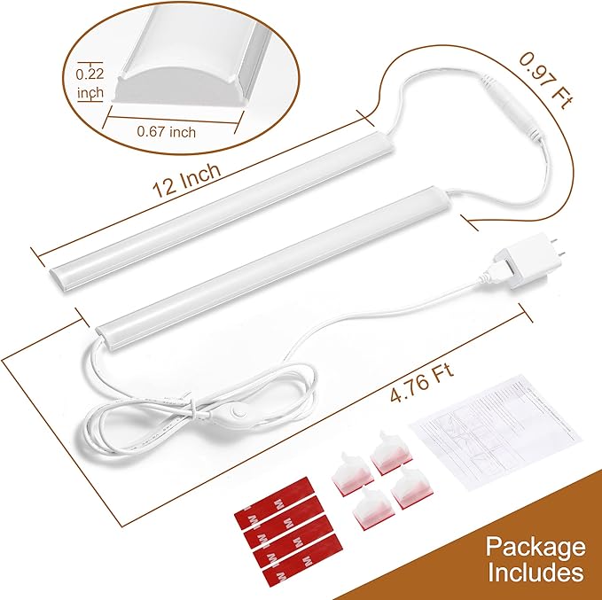 JUSJUBR Under Cabinet Lighting, 2pcs 12