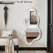 Irregular Wood Frame Mirror Asymmetrical Mirrors for Wall Unique Cloud Modern Living Room Bedroom Vanity Entryway Hallway Decorative Artistic Cute and Stylish Wall Mirror Large