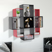 Wall Bookcase 3-Tiers 9 Compartment Floating Shelf Unique Bookshelf Decorative Wall Shelf Bookcase Storage Shelves for Bedroom Hold Up to 66.1 lbs (Black, Red)