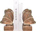 Vintage Brown Butterfly Bookends,Resin Book Ends for Shelves,Heavy Duty Decorative Bookends,Creative Book Stopper Holder Decor for Desk Home Office,Shelf Decoration,Gifts for Mother's Day