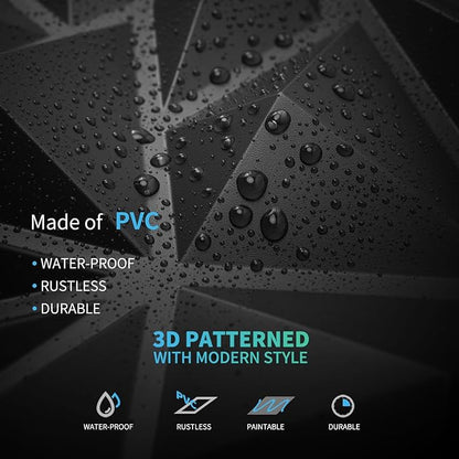 Art3d 33-Pack 3D Wall Panels for Interior Wall Decor, Modern Diamond Textured Accent Wall Paneling for Gaming Living Room TV Wall Background, 12 x 12 inch Black