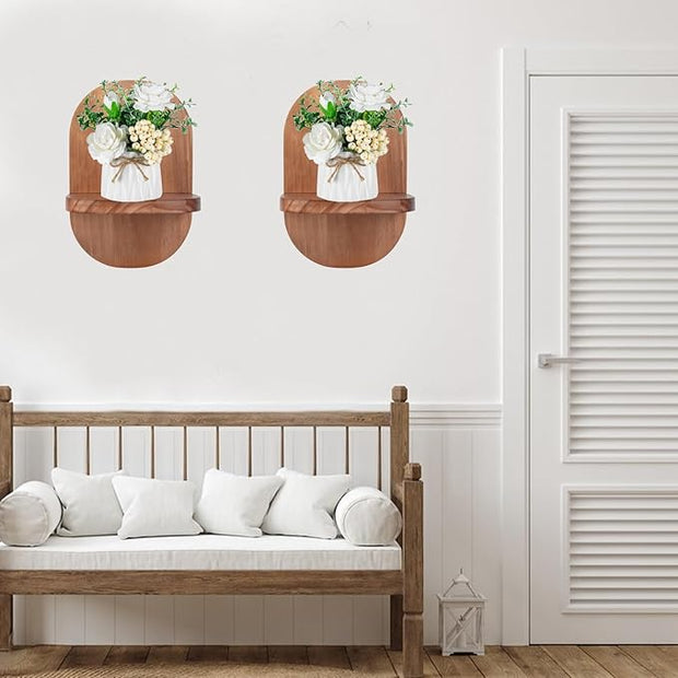 ARTORA Wall Mounted Plant Holder, Wooden Flower Pot Wall Hanging Shelf Black Indoor Outdoor Decorative Floating Shelves Planter Hanger Racks for Wall Bedroom Living Room Porch Balcony Decor (1 Pack)