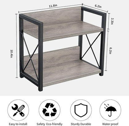 Giikin Countertop Shelf Organizer, 2 Tier Kitchen Spice Rack Organizer for Countertop, Wood Coffee Counter Shelf Organizer for Home (Grey, S)