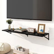 Fun Memories Floating Shelves for Wall, 12 Inch Deep Floating Shelves Set of 2, 48W x 12D Large Wall Shelf with Sturdy Metal Brackets for Living Room, Bathroom, Bedroom and Kitchen, Black
