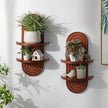 Mid Century Wall Shelves: Large 2-Tier Walnut Boho Floating Shelves Arched Modern Wall Decor for Bathroom Bedroom Living Room Entryway