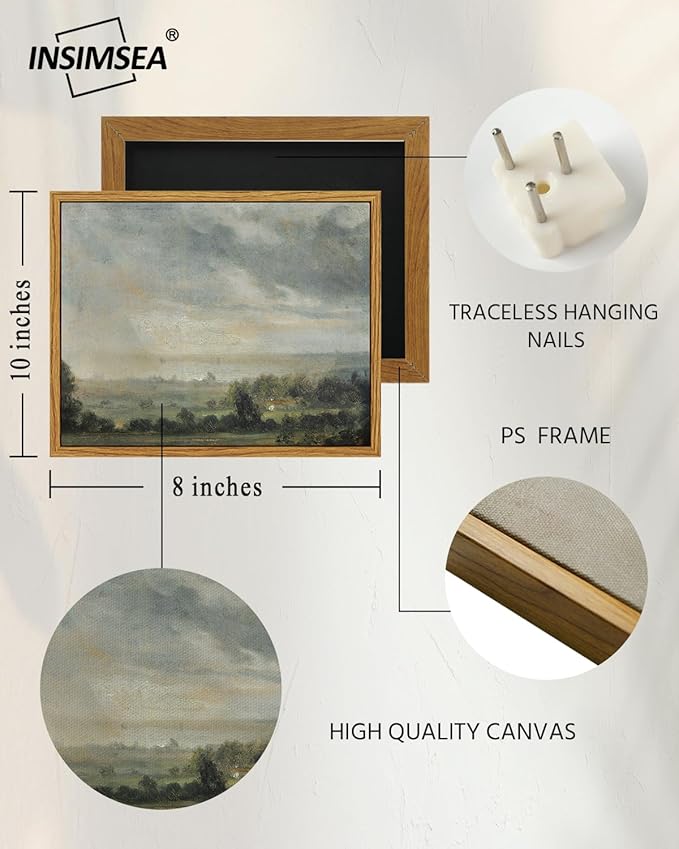 InSimSea Framed Canvas Wall Art, Vintage Decor - Classical Scenery, Vast Grassland Painting - Living Room, Bedroom, Bathroom Wall Decor - 8