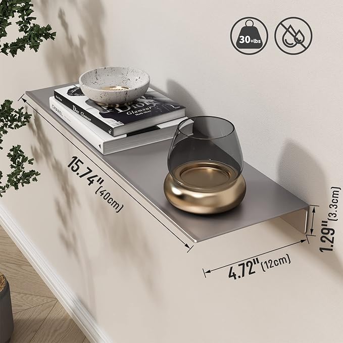 Danpoo Metal Wall Shelf, Small Floating Shelf Bathroom Wall Shelf, 16