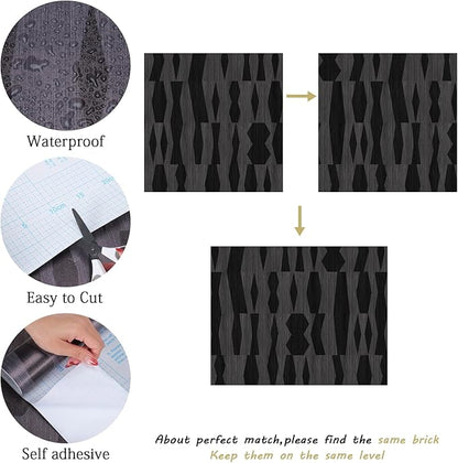 Timeet Peel and Stick Wallpaper Black Wallpaper Modern Black Contact Paper Self-Adhesive Geometric Removable Wall Paper for Living Room Bedroom Wall Decor Vinyl 17.7 "x 80"