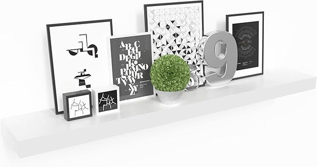 Ballucci Floating Shelf, 36" Wood Wall Shelf with Invisible Brackets for Bathroom, Living Room, Bedroom, Kitchen, Nursery, 6" Deep, White