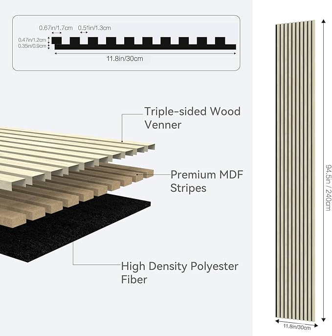 Premium Acoustic Wood Slat Wall Panels – Noise-Reducing Sound Absorption Panels for Home Theater, Studio & Office | Modern Decorative Slat Walling for Echo Control | Eco-Friendly & Easy to Install