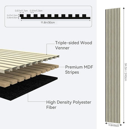 Premium Acoustic Wood Slat Wall Panels – Noise-Reducing Sound Absorption Panels for Home Theater, Studio & Office | Modern Decorative Slat Walling for Echo Control | Eco-Friendly & Easy to Install