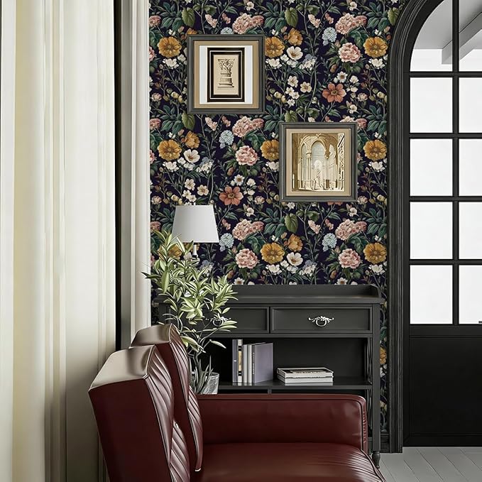 Livebor Floral Peel and Stick Wallpaper Vintage Floral Contact Paper 16.9