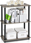Furinno TURN-N-TUBE Storage Shelves, 3-Tier Book Shelf, Corner Shelf, Toolless Open Shelves, for Organization and Storage, Living Room, Garage, Home Office, French Oak