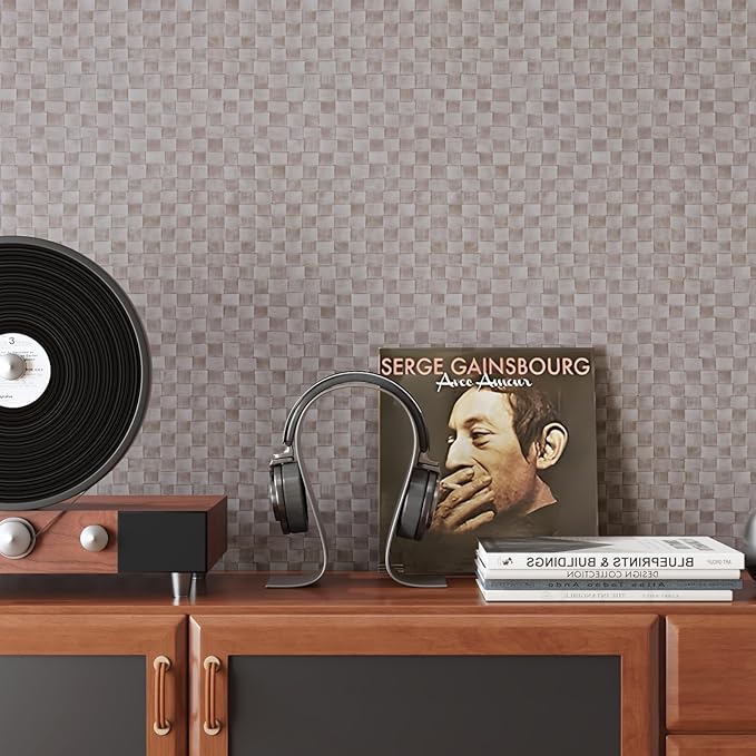 CRE8TIVE Taupe Grey Rattan Peel and Stick Wallpaper for Bedroom Retro Non-Textured Weave Wallpaper 12"x354" Adhesive Waterproof Faux Woven Rattan Cane Look Vinyl Contact Paper for Walls Drawer Liners