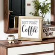 Wood Coffee sign But First Coffee Humorous Coffees Plaque Handmade Wooden Sign For Home Office Kitchen Decoration Rustic Cafe Bar Decor Funny Wall Art Ideal Gift For Coffees Lover 5.9x5.9 inches