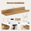 Heimlove 16 Inch Picture Ledge Shelf with Lip Set of 8,Oak Floating Shelves for Wall,Wall Shelves in Varying Depths for Living Room Bedroom Bookshelf Photo Frames Nursery Book Shelves for Storage