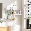 Homode Floating Shelves, Set of 3 Wooden Hanging Shelves for Bathroom and Bedroom Storage, Decorative Wall-Mounted Display Shelf for Plants, Books, Pictures, White