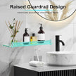 20 Inches Glass Shelves for Bathroom, Brushed Nickel Floating Glass Shelf Stainless Steel Tempered Glass Bathroom Shelves for Wall Mount Modern