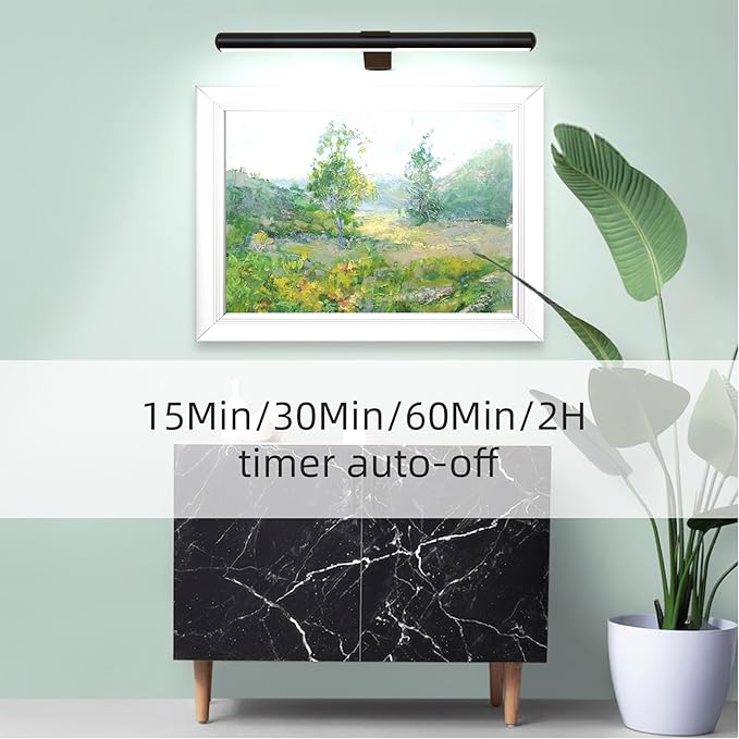 Wireless Picture Light 16inch Rechargeable Battery Painting Light Full Metal with Remote, Led Accent Art Display Light for Wall with Dimmer and Timer for Artwork Portrait Dartboard