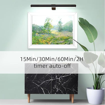 Wireless Picture Light 16inch Rechargeable Battery Painting Light Full Metal with Remote, Led Accent Art Display Light for Wall with Dimmer and Timer for Artwork Portrait Dartboard