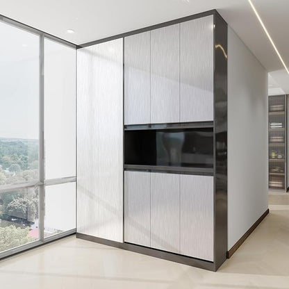 Stainless Steel Contact Paper 23.6"x 196" Silver Stainless Steel Contact Papers Peel and Stick Countertop Removable Self Adhesive Thick Texture Vinyl Waterproof Wallpaper for Fridge Kitchen Cabinets