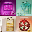 Picture Light 2 Pack, Battery Operated Picture Light with Remote, Rechargeable Picture Frame Light, 32 LED, 16 Color Changing, Art Light for Paintings for Display, Picture-Black