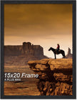 A PLUS MAX 15x20 Picture Frame, Black Engineered Wood Frame for 15 x 20 Inch Picture Poster Photo, Light Weight 15 by 20 Frame with Wood-grain for Wall - 1 Pack/Black/15 x20