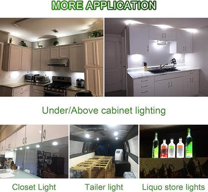 AIBOO Under Cabinet LED Black Cover Puck Lighting Kit with Touch Dimmer Switch for Kitchen Cupboard Closet Lighting (6 Lights,Daylight White)