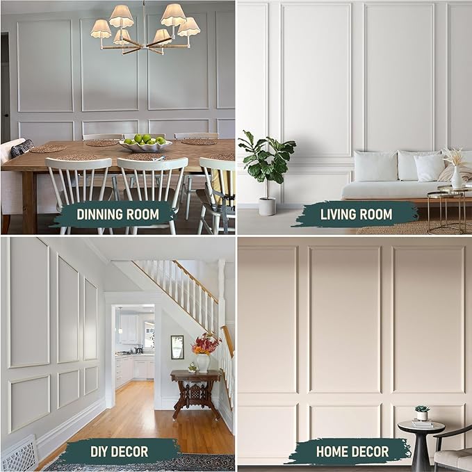 Melkus Wall Molding 3 Set Premade Wainscoting Panels for Interior Wall Décor Installed with Construction Glue Wainscoting Accent Panel (Top 63x39 in+Bottom 28x39 in) Style 2