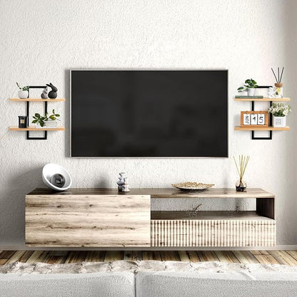 Wall Shelves for Living Room: Decorative Solid Floating Shelves Above Sofa Beside TV for Plant Vase Figurine Trinkets Collectibles