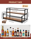 2 Pack Coffee Syrup Organizer Stand, 2-Tier Syrup Holder Rack for Coffee Bar Accessories & Liquor Bottle Display Shelf, Space-Saving Coffee Station Organizer for Syrup, Liquor, Dressing