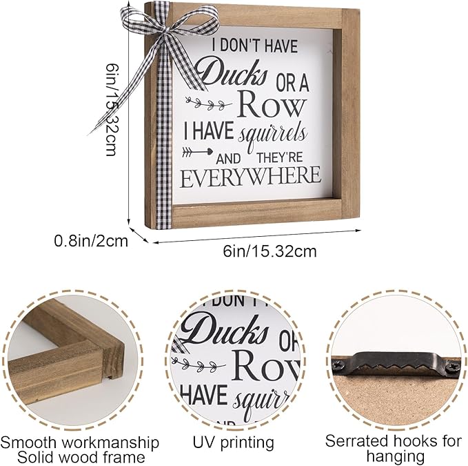 6 Inch Funny Office Decor, Wooden I Do Not Have Ducks I Have Squirrels Sign, Rustic Desk Decorations for Women Office Cubicle Accessories Table Shelf Bathroom Farmhouse Home Decor
