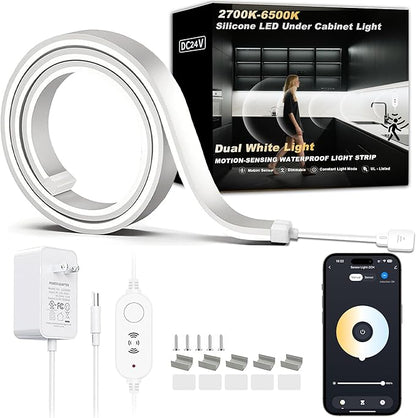42inch WiFi LED Under Cabinet Lighting Plug in, Radar Motion & Ambient Light Sensor Silicone White 2700K-6500K, Wireless APP Control Dimmable Timing, for Google Home Alexa, for Kitchen Under Counter