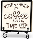Coffee Desk Decor Sign, Coffee Time Sign With Stand For Farmhouse Home Kitchen Table, Wine Sign For Farmhouse Home Kitchen Bar Shelf Table, Gifts For Family Friend Coworker-09