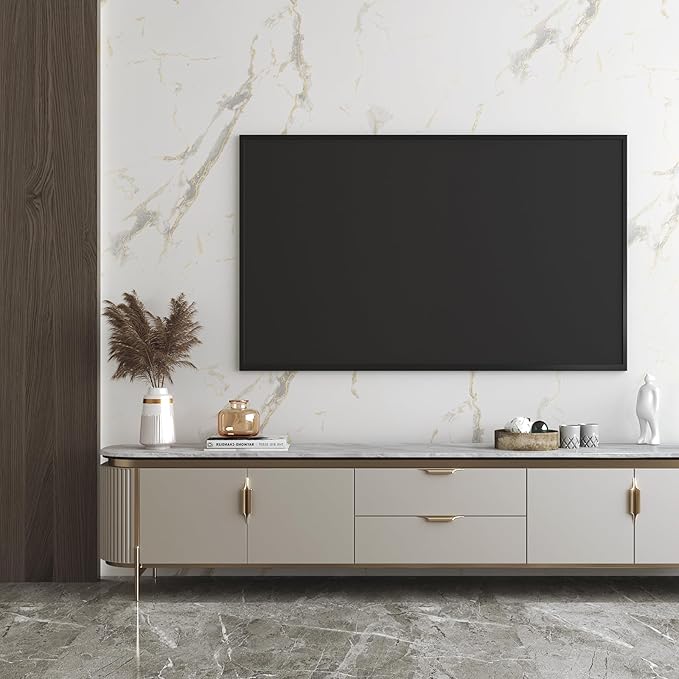 LACHEERY Thick White Marble Peel and Stick Wallpaper White and Gold Wallpaper for Kitchen Accent Wall Paper Counter Cover Peel and Stick Countertop Contact Paper Waterproof Matte Marble Roll 12