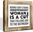 Cat Wood Sign - Independent Woman & Bathroom Decor, Farmhouse Shelf Decor