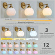 HEQIQEH Vintage Rechargeable Battery Operated Wall Sconce with Milky White Globe Glass Shade, Dimmable Cordless Wall Mounted Lamp with Remote Control for Indoor Bedroom Vanity Bathroom